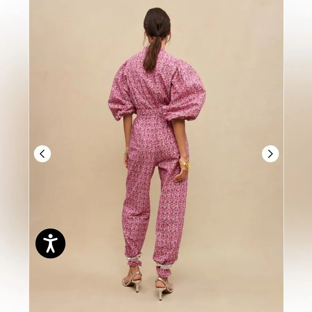 Maje Pink Floral Jumpsuit eyelet cotton one piece $565 NWT 42 XL - Picture 3 of 13